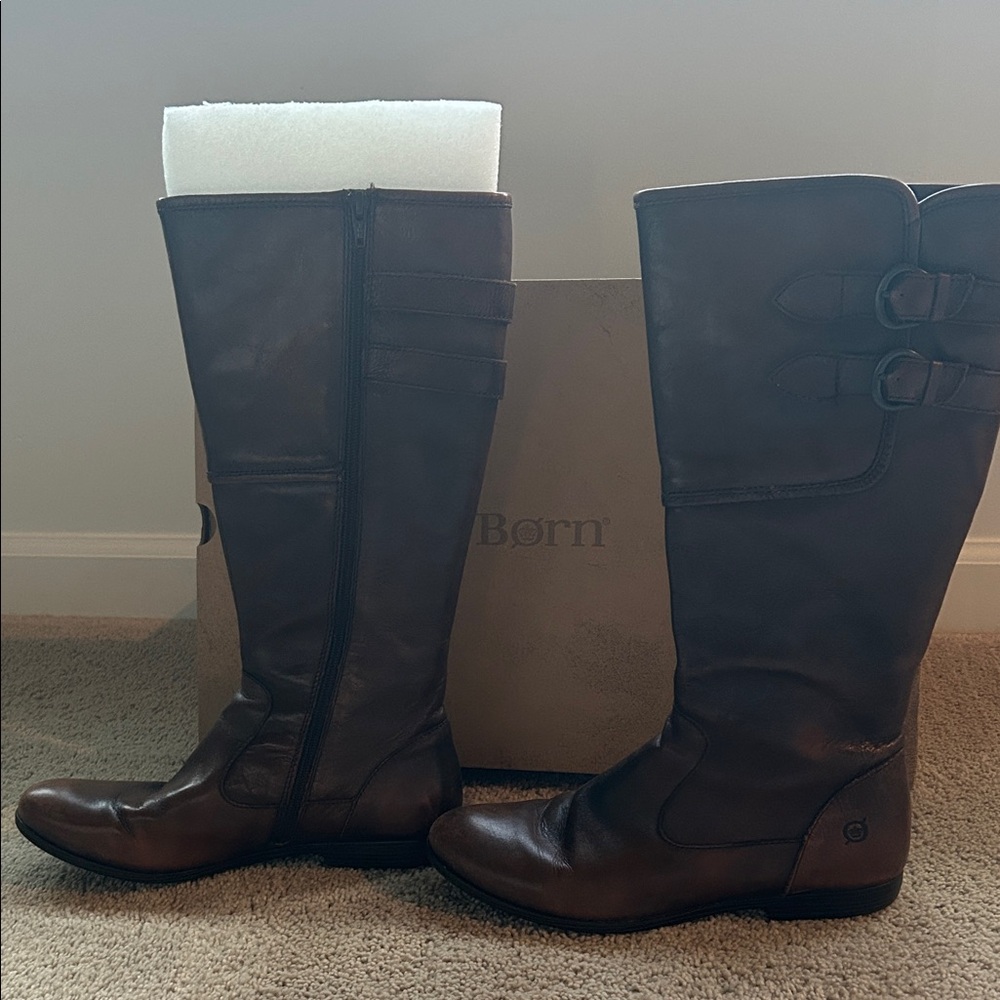 Born Dark Brown Leather Riding Boots